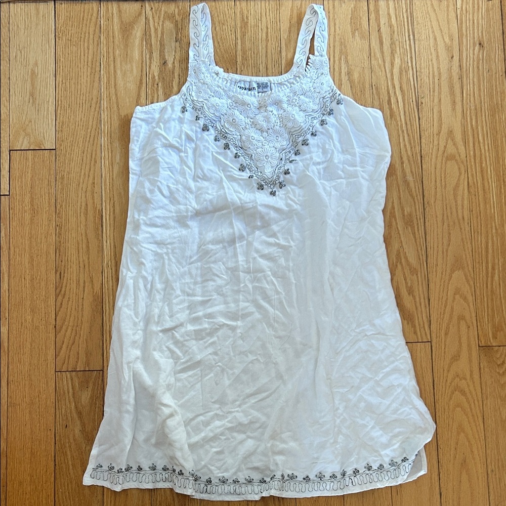Raya Sun White Embroidered Swim Coverup